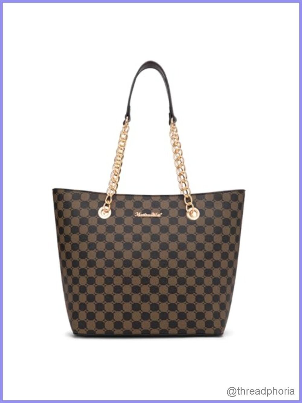 Vegan Leather Top Handle Chain Satchel Tote